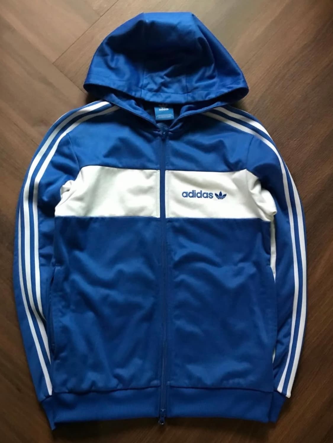 아디다스 스펠아웃 트레포일 블루 후드 트랙탑 져지 상품이미지1