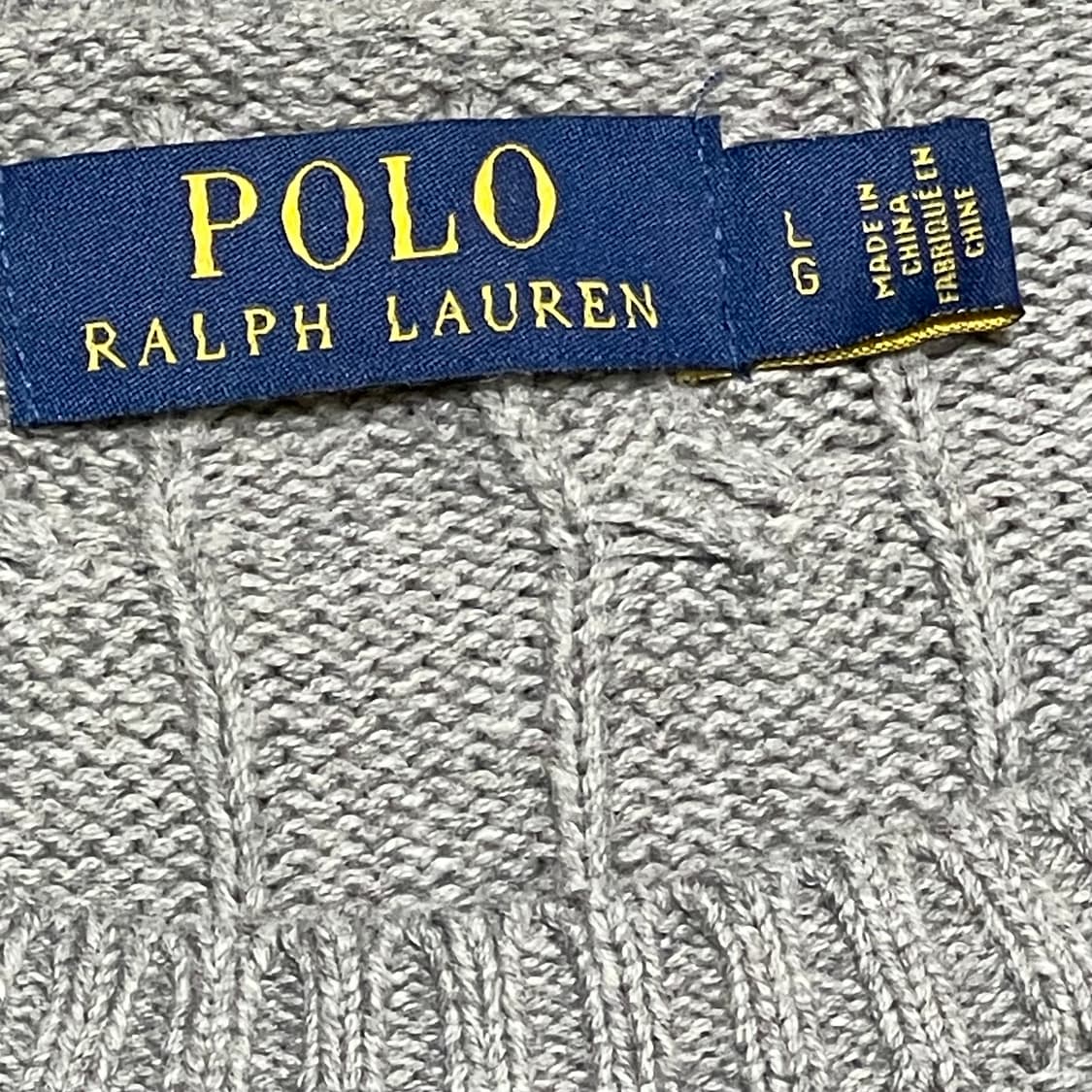 [L] 폴로 랄프로렌 케이블 니트 꽈배기 스웨터 회색 상품이미지2