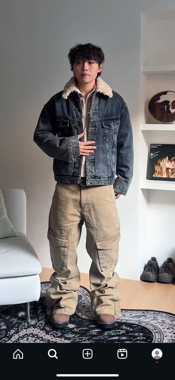 (후디진호 착용) MMIC 베이지 카고 와이드 팬츠 상품이미지2