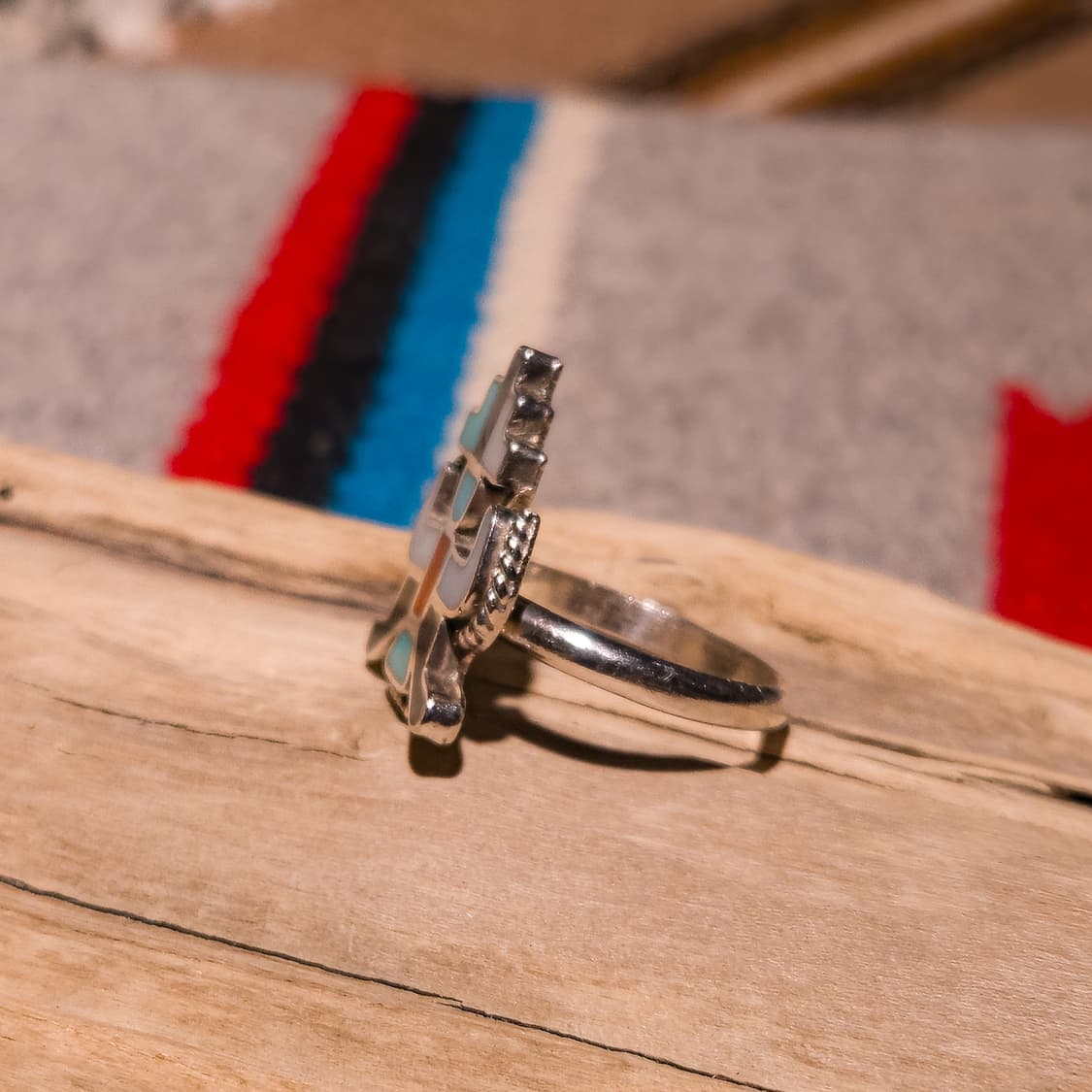 Zuni Multi Stone Kachina Silver Ring 상품이미지3