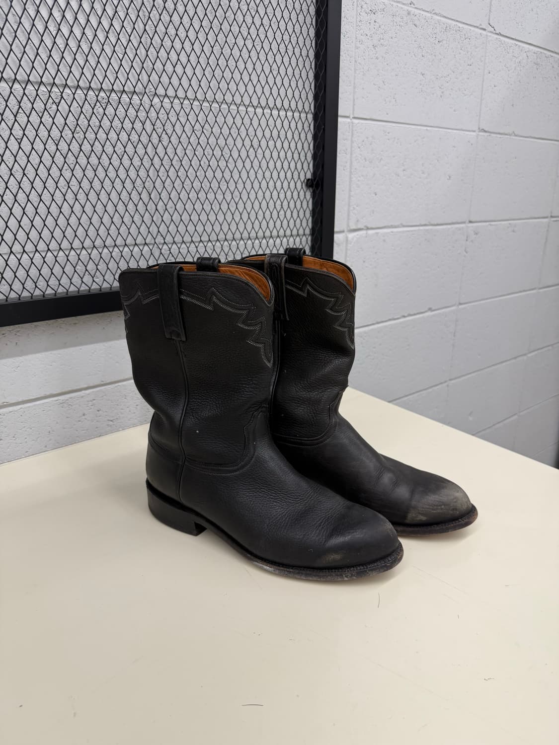 Lucchese 2000 Roper Black Leather 10EE 상품이미지1