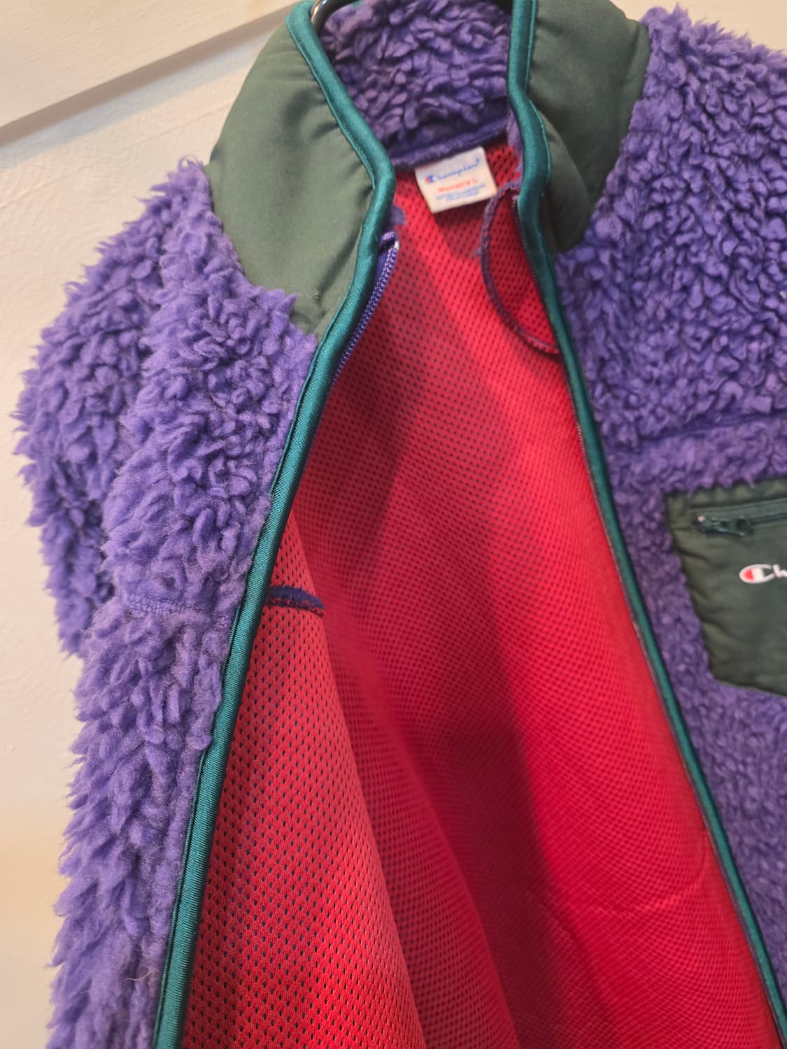 챔피온 여성 퍼플/그린 롱 후리스 L 상품이미지6