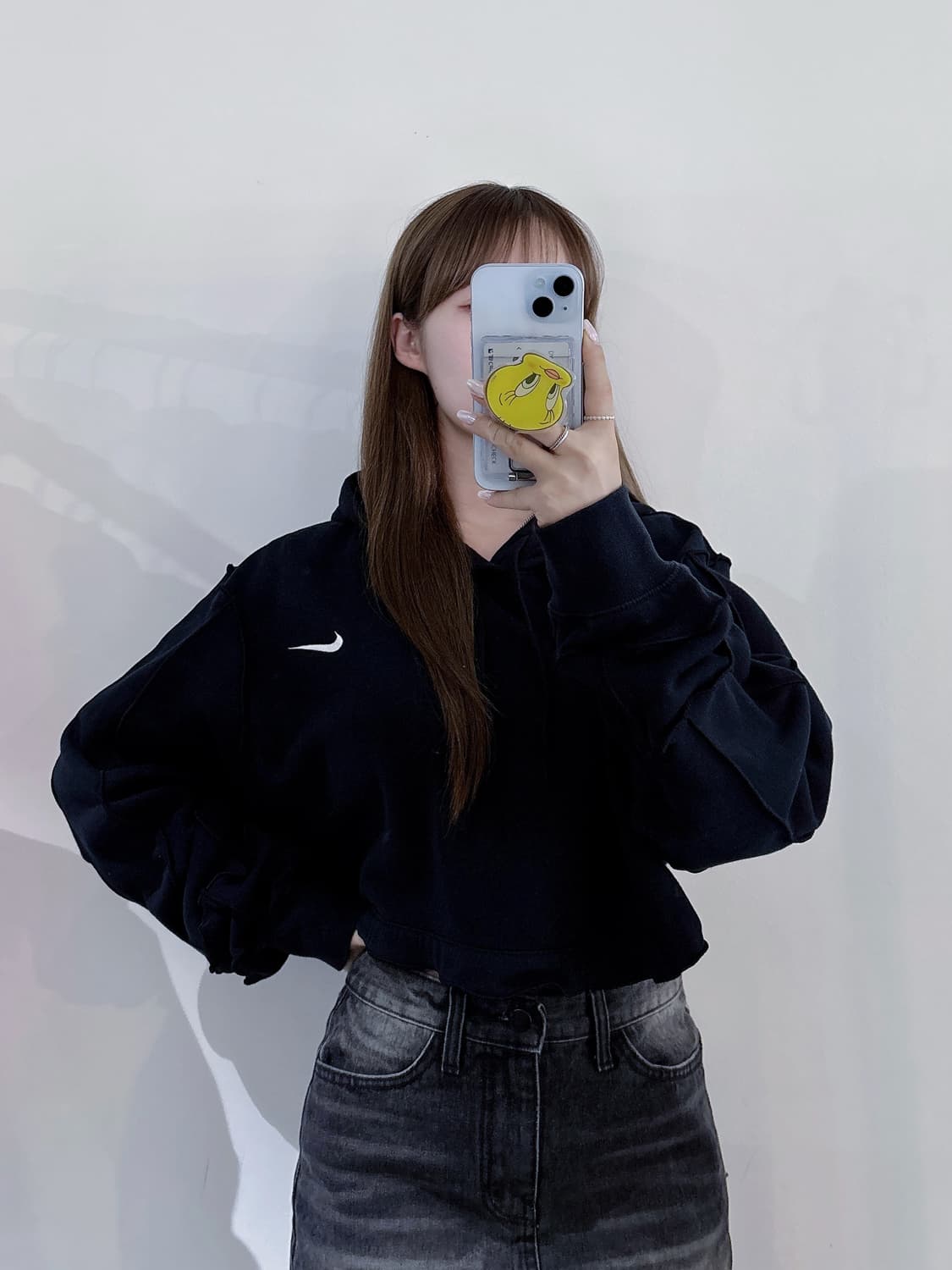 나이키 스우시 스티치 크롭 후드 상품이미지2