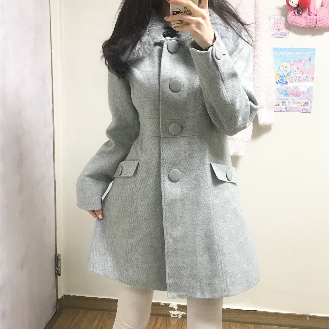 빈티지 퍼 코트 달천깔 히메갸루 로걀 라떼 일브 그레이 헤이세이 공겜여주 상품이미지1