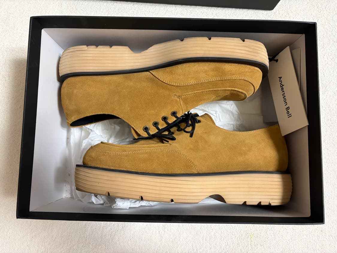 (280) 앤더슨벨 스퀘어토 스웨이드 마틴 더비 슈즈 (카멜 브라운) 상품이미지1