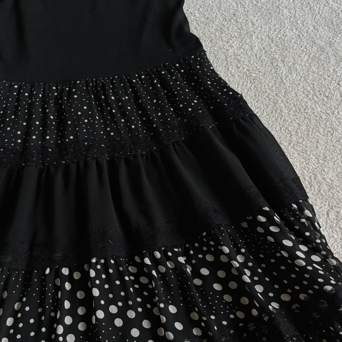 일본빈티지 블랙 도트 나시 원피스 상품이미지5