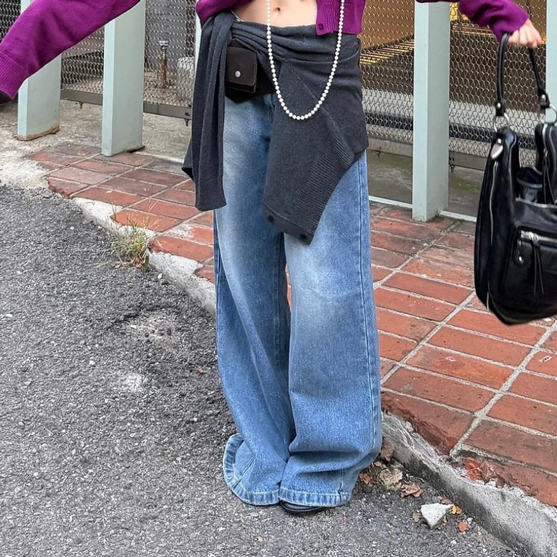 럭키슈에뜨 low rise washing wide denim pants 상품이미지2