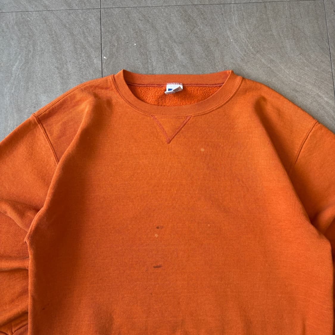 90s 90년대 멕시코 생산 러셀 블랭크 오렌지 스웻셔츠 상품이미지3