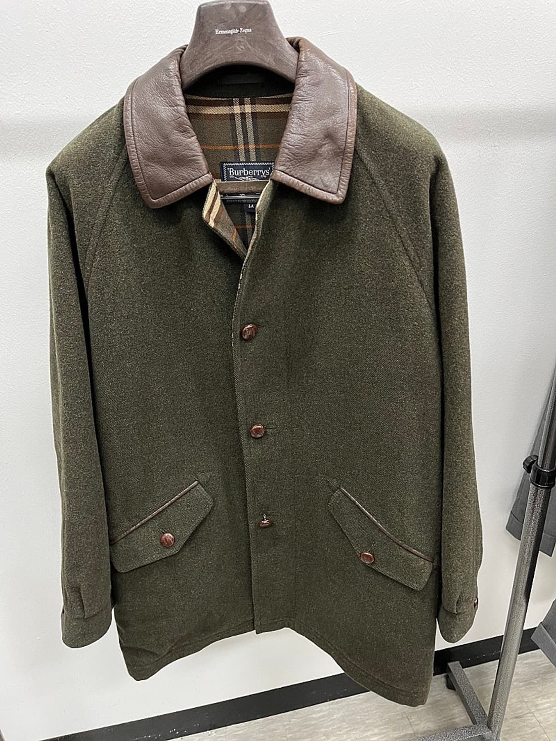 105) 버버리 90s 레더카라 울코트  상품이미지2