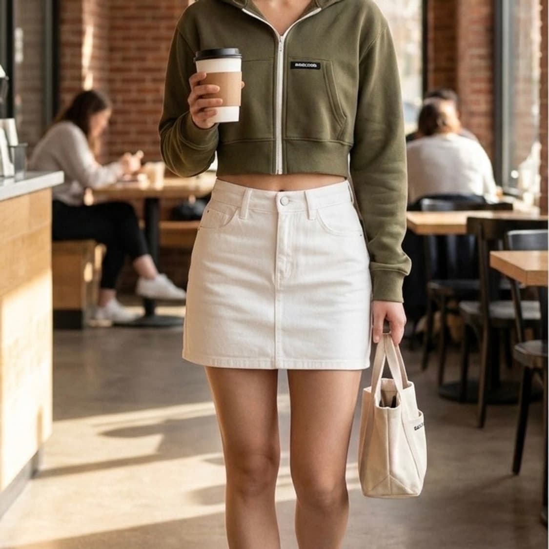 화이트 데님 미니스커트 M 상품이미지1