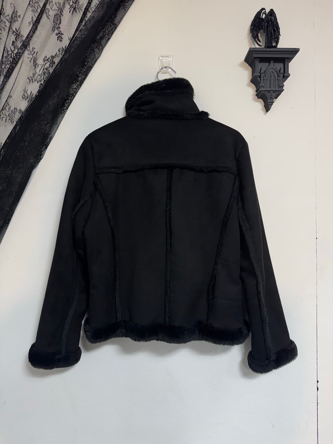 Black shearling jacket 상품이미지3