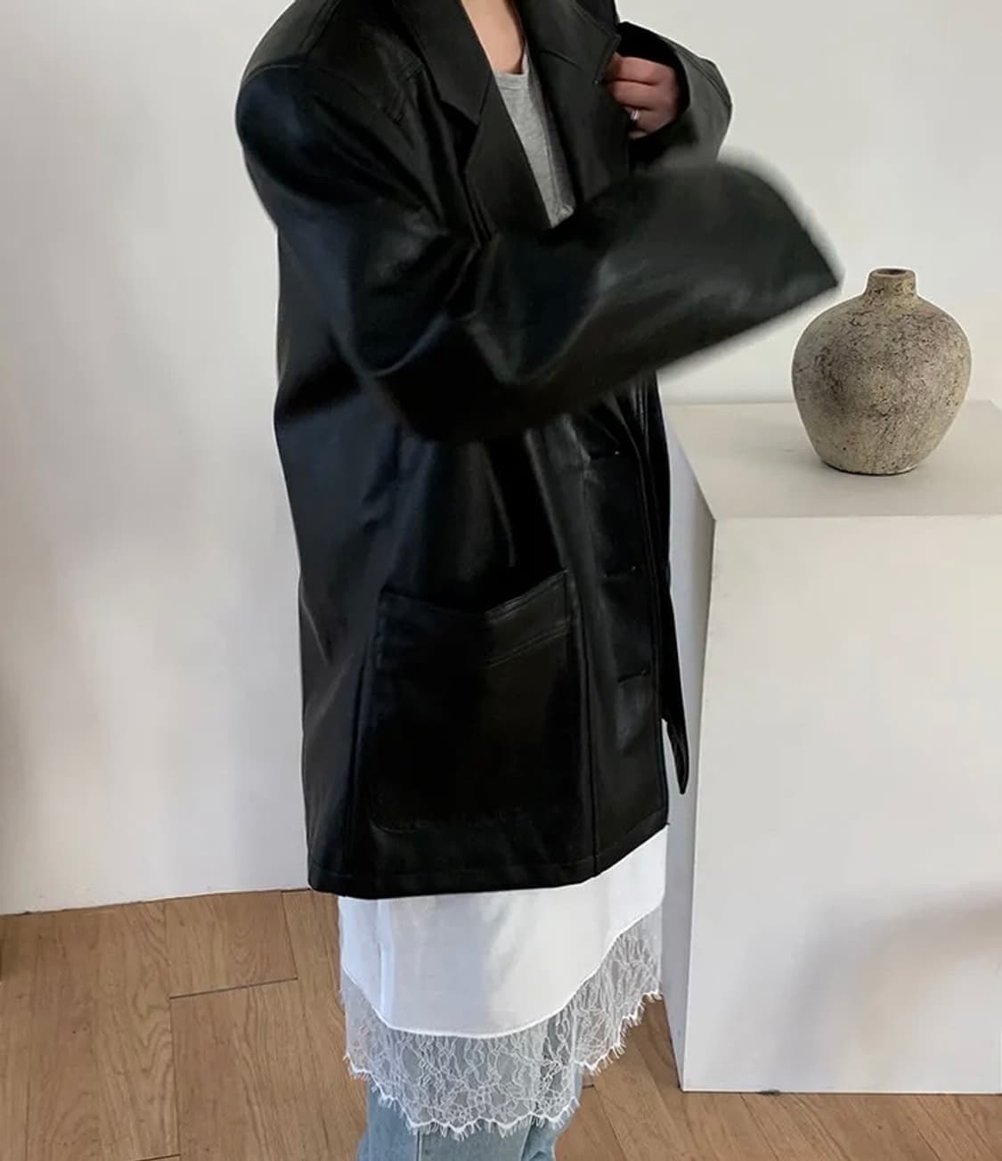 오버핏 레더자켓 상품이미지7