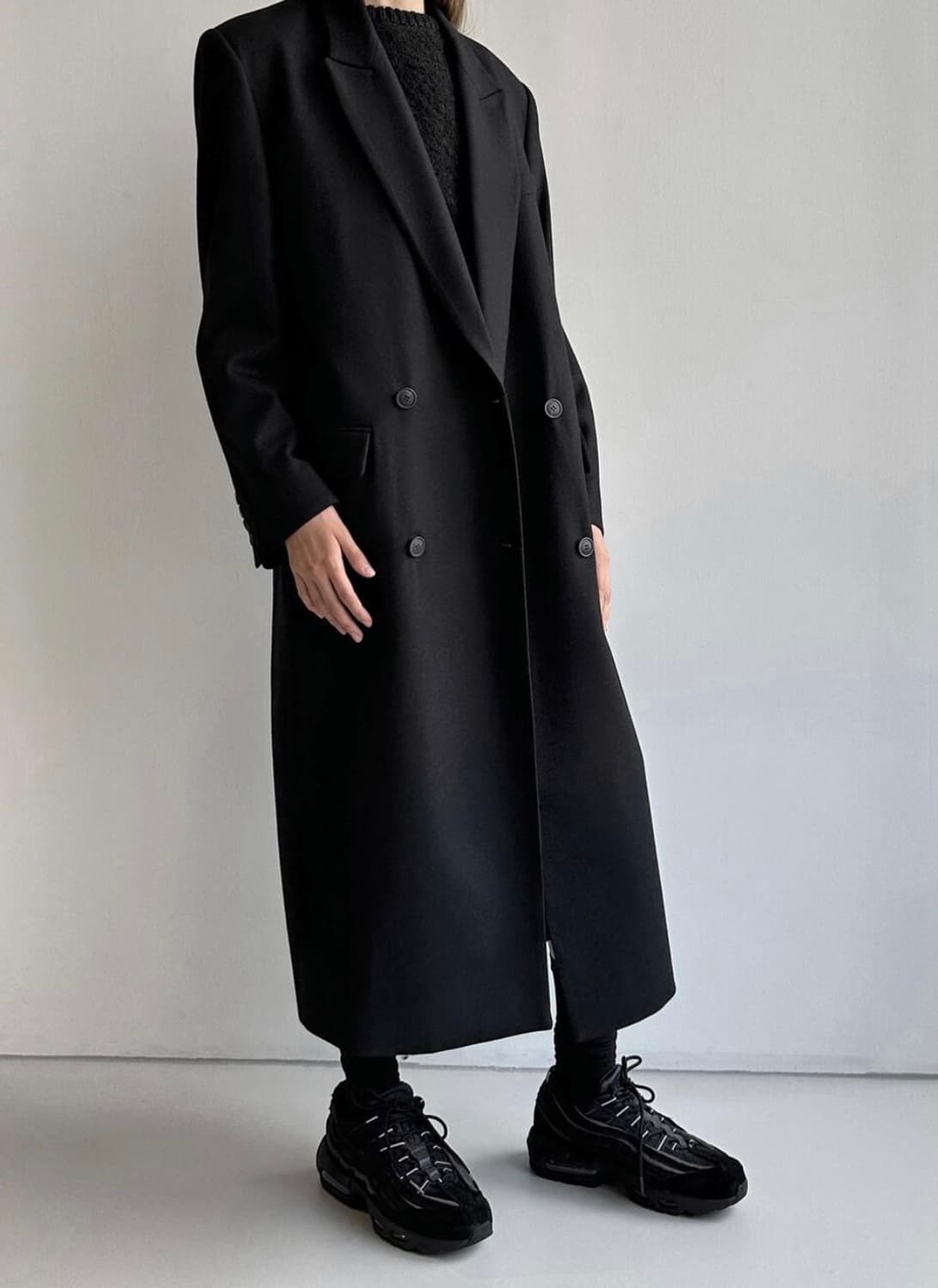 로우클래식 더블 롱코트 블랙 상품이미지5