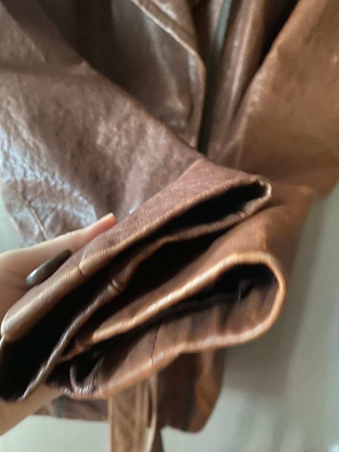 COMPAGNA 브라운 레더 벨티드 자켓 꼼빠냐 가죽자켓 상품이미지4