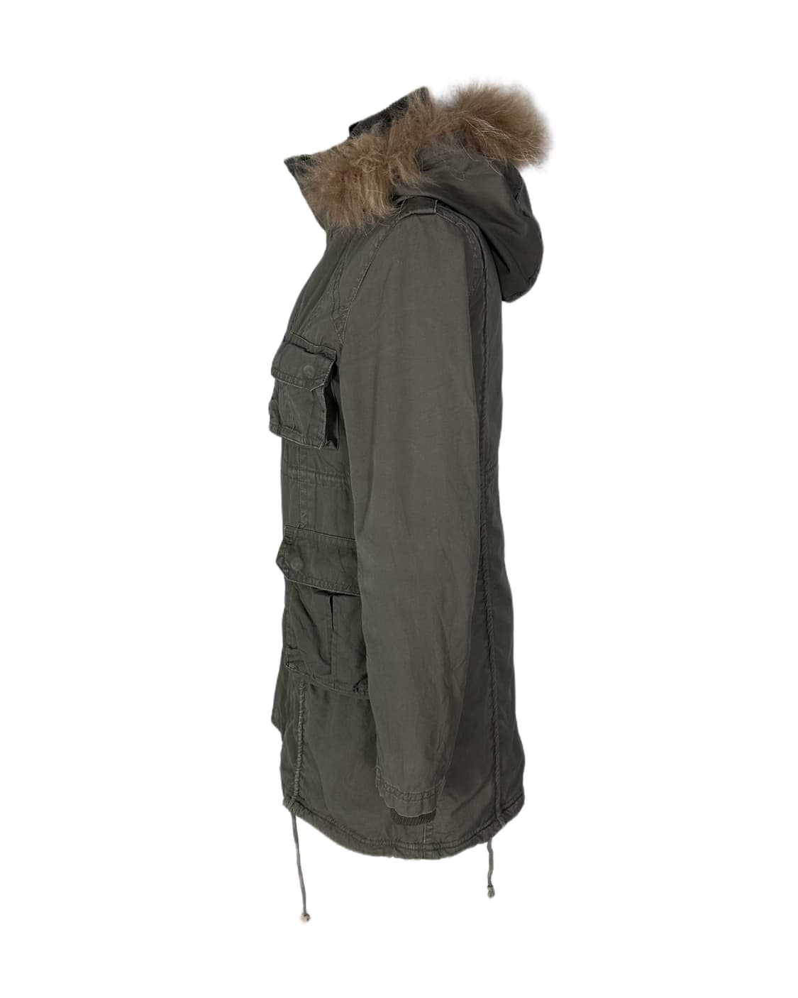 military khaki fur hood jacket 상품이미지5