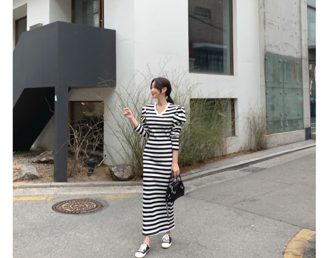 스트라이프 롱 원피스 상품이미지2