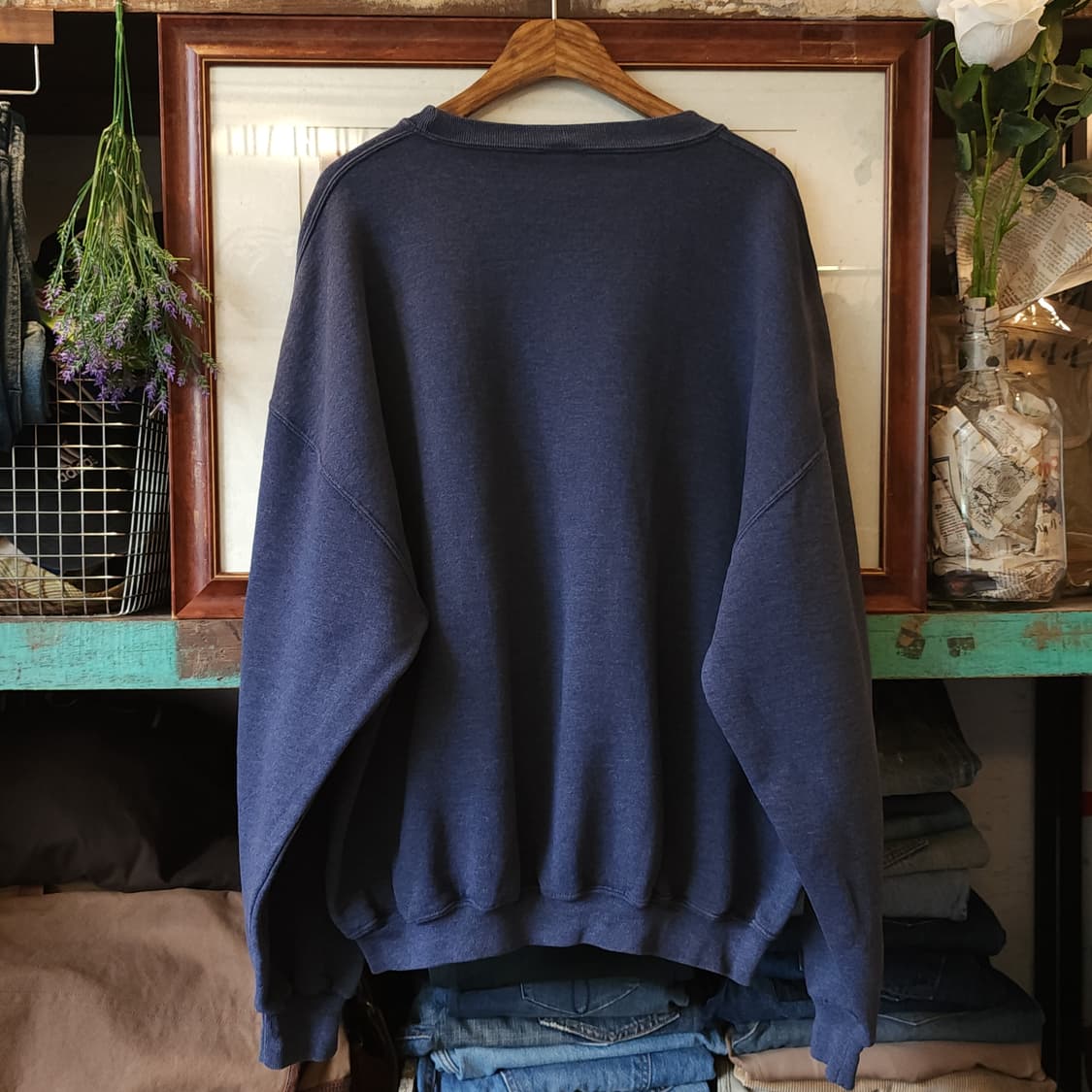 90s 러셀 맨투맨 스웻셔츠 블랭크 빈티지 블루 그레이 XXL 상품이미지2