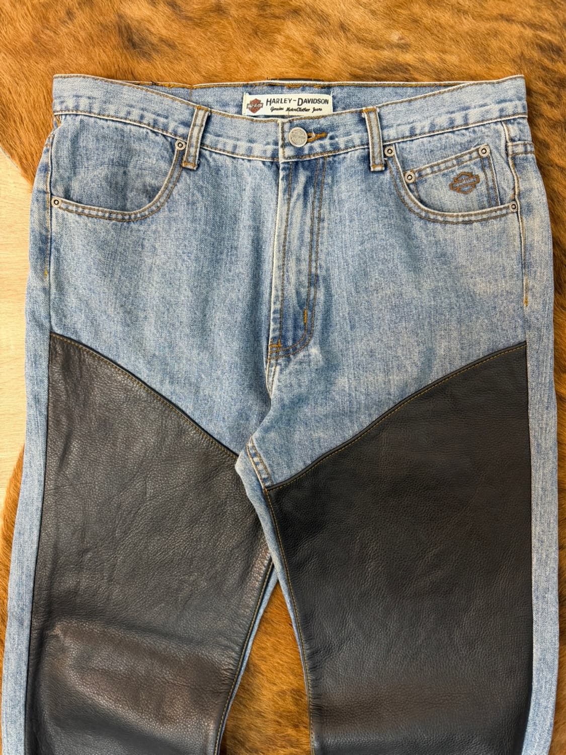 할리 데이비슨 레더 패널 데님 팬츠  상품이미지2