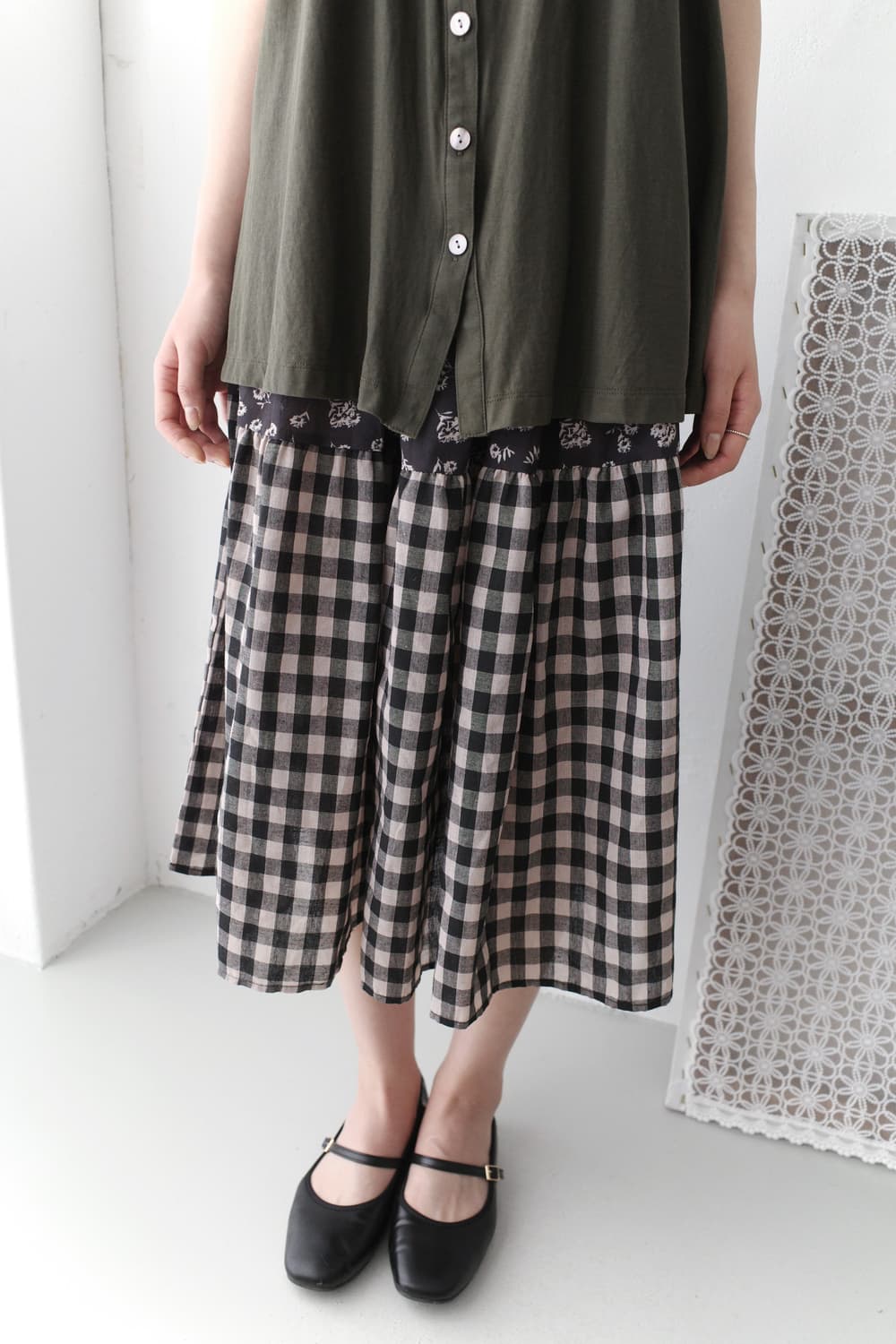 flower check skirt 상품이미지5
