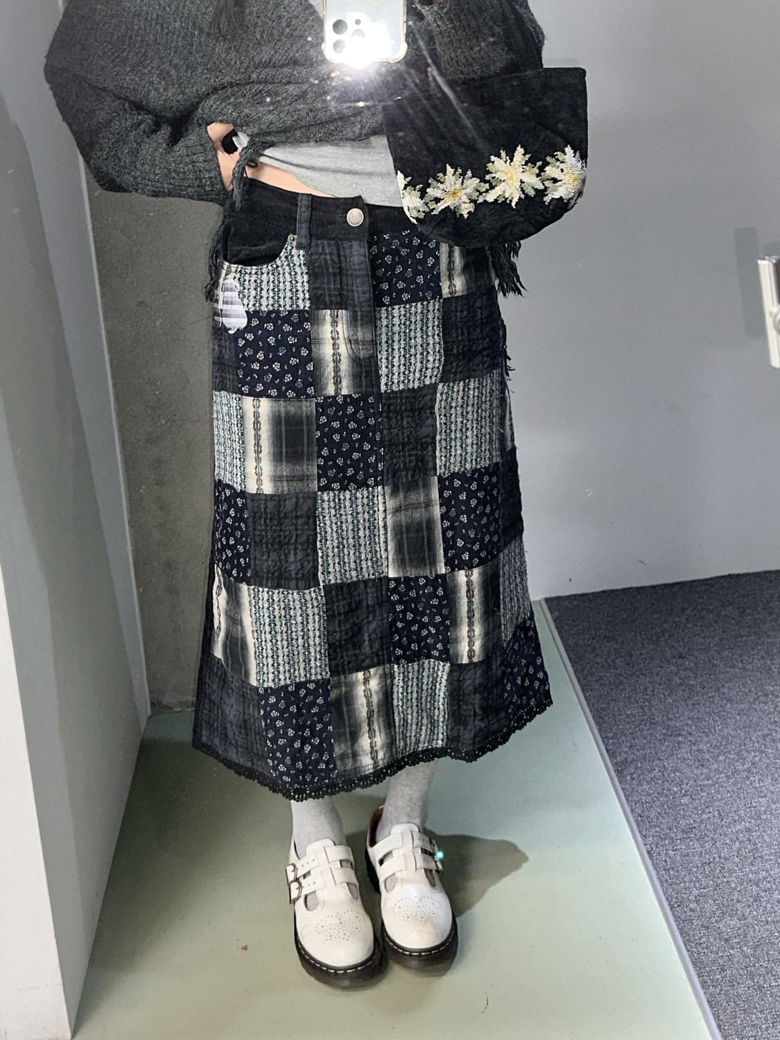 dog patchwork corduroy skirt 상품이미지7