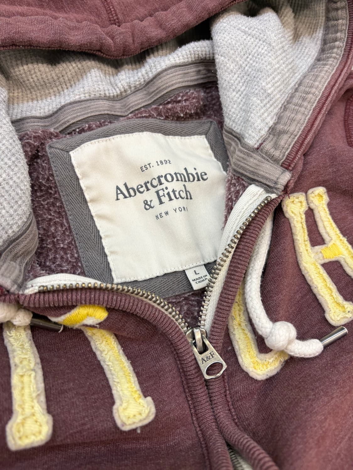 아베크롬비 피치 워시드 버건디 후드집업 상품이미지4