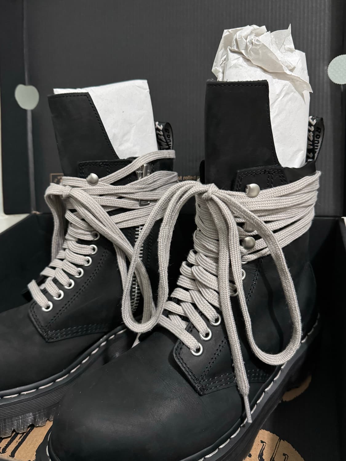 [uk 6] 닥터마틴 릭오웬스 쿼드 솔 스틸 토 부츠 블랙 상품이미지2