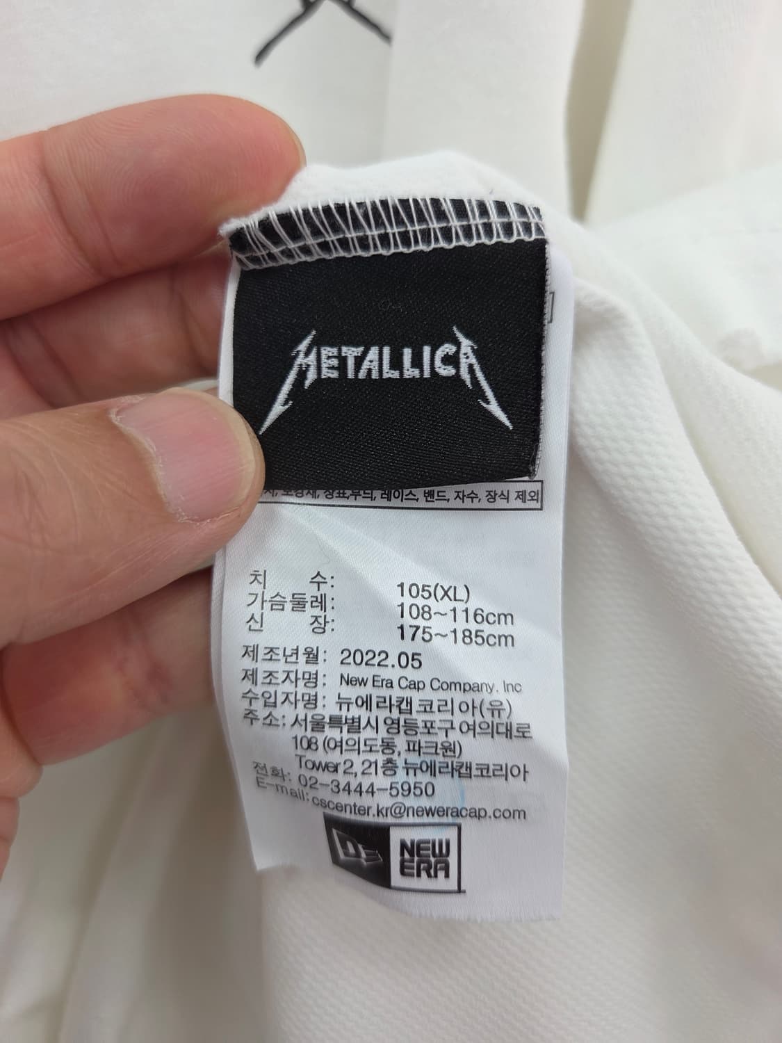 XL 뉴에라 메탈리카 반팔 티셔츠 화이트 상품이미지9