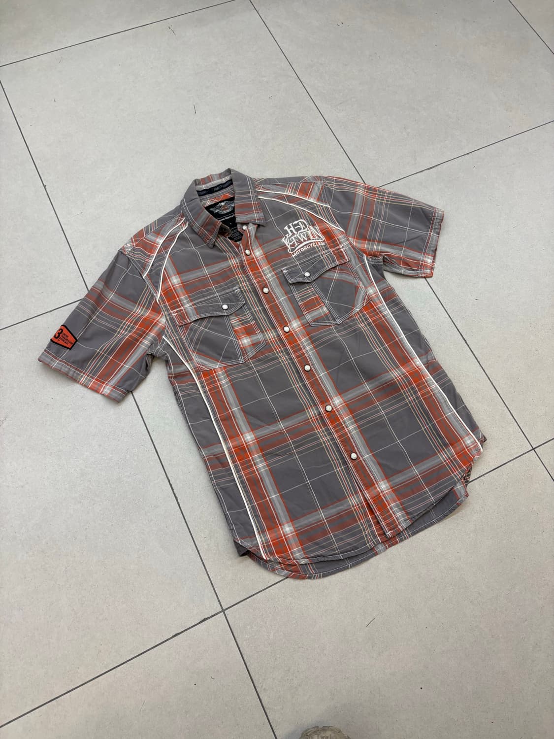 할리데이비슨 반팔 체크 카라 셔츠 상품이미지2
