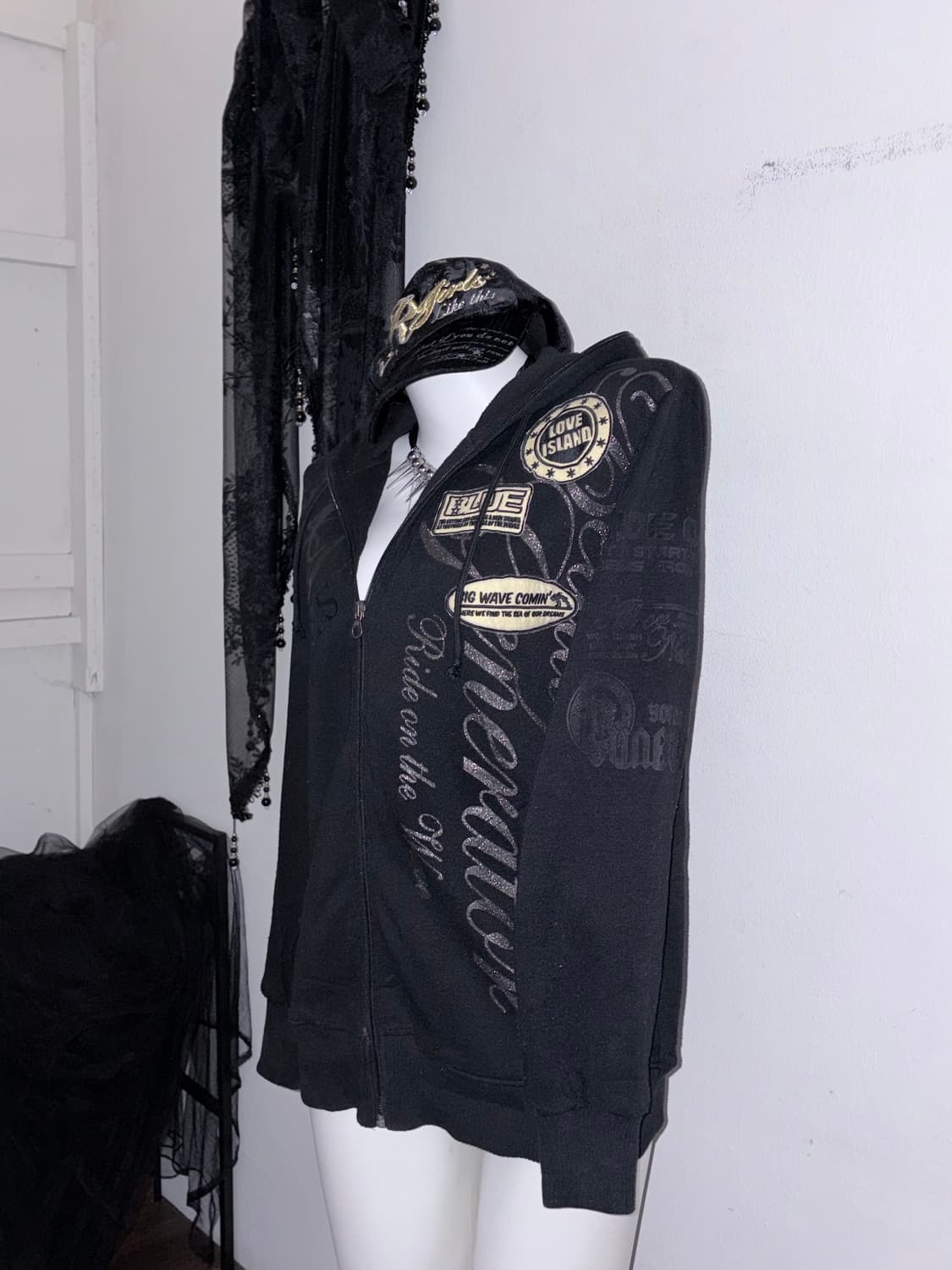 글리터 갸루펑크 후드집업 오네갸루 00s y2k 와투케 상품이미지5