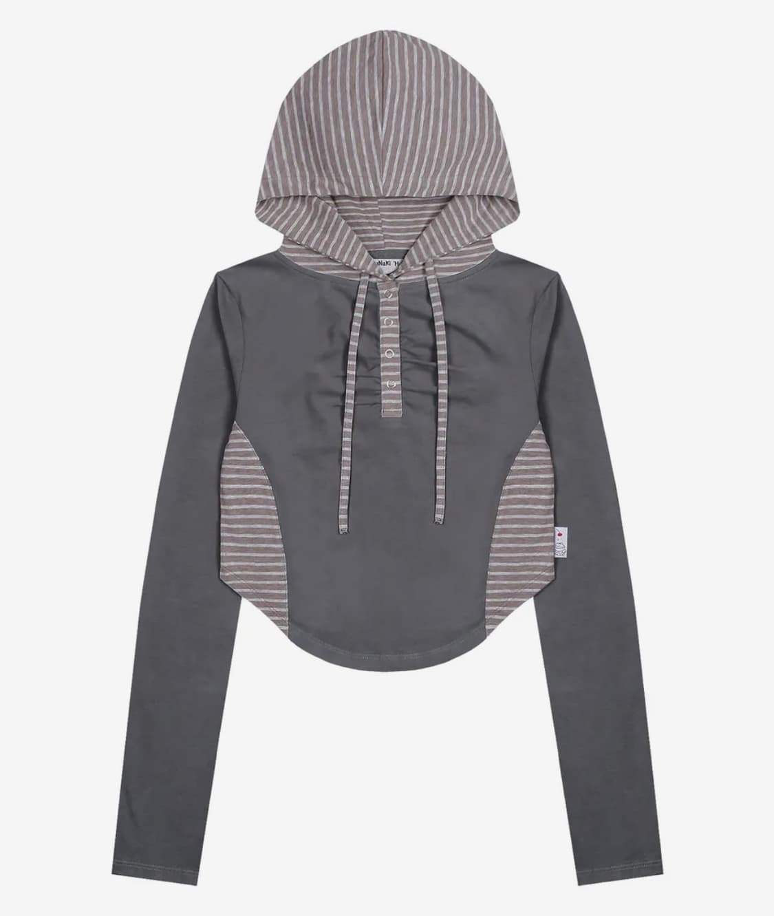 엑스톤즈우먼(루나키후) 셔링 스트라이프 배색 후드 상품이미지1