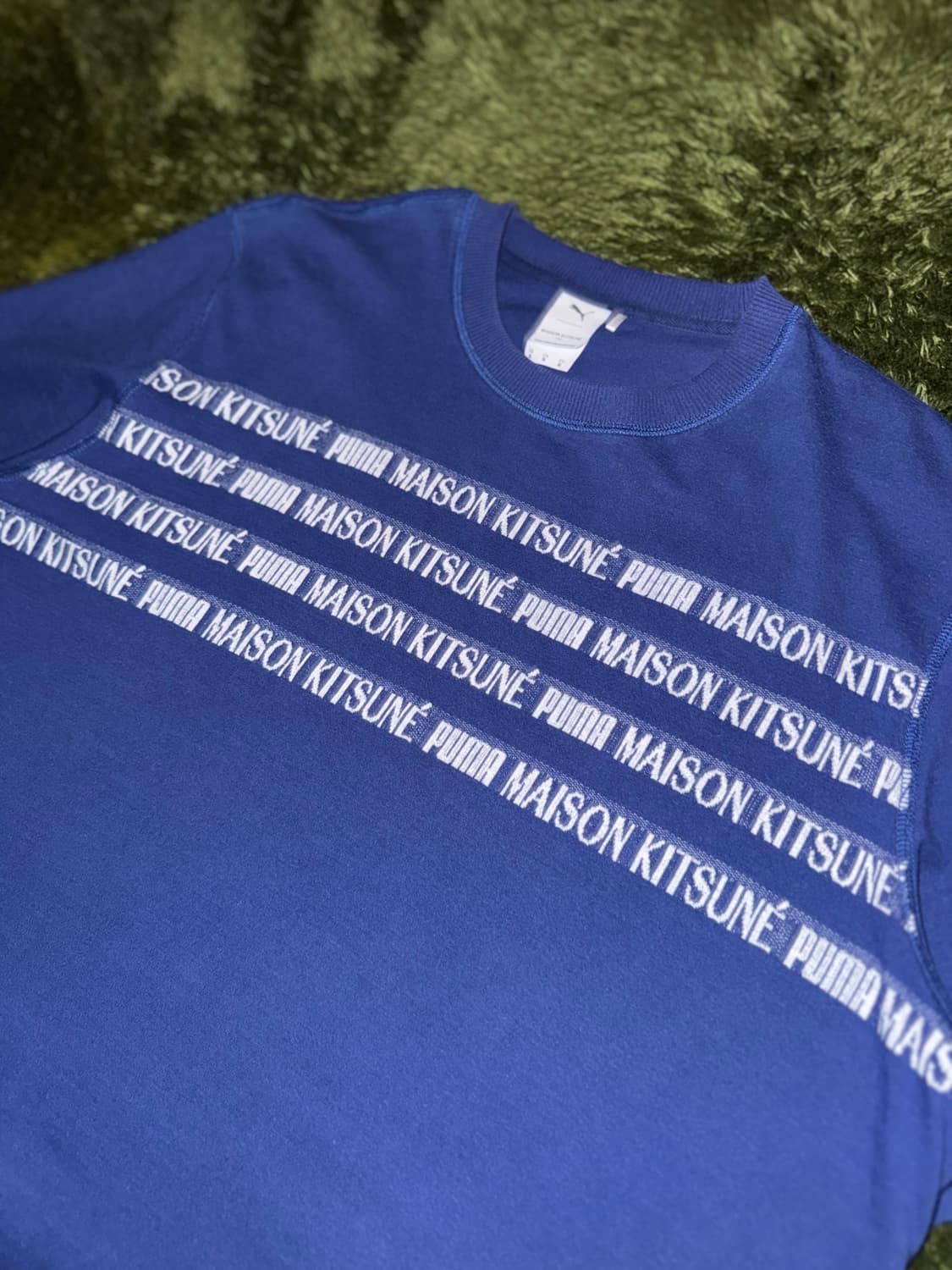 [XL] 푸마 X 메종 키츠네 콜라보 자카드 티셔츠 블루 상품이미지2