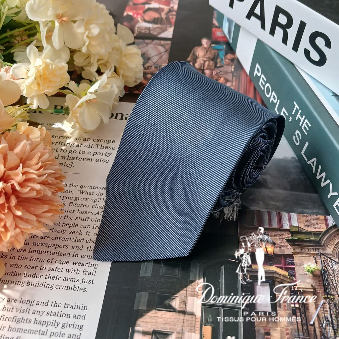 도미니크 프랑스 실크 블루 포인트 패턴 넥타이 7.8cm B등급 E769 상품이미지2