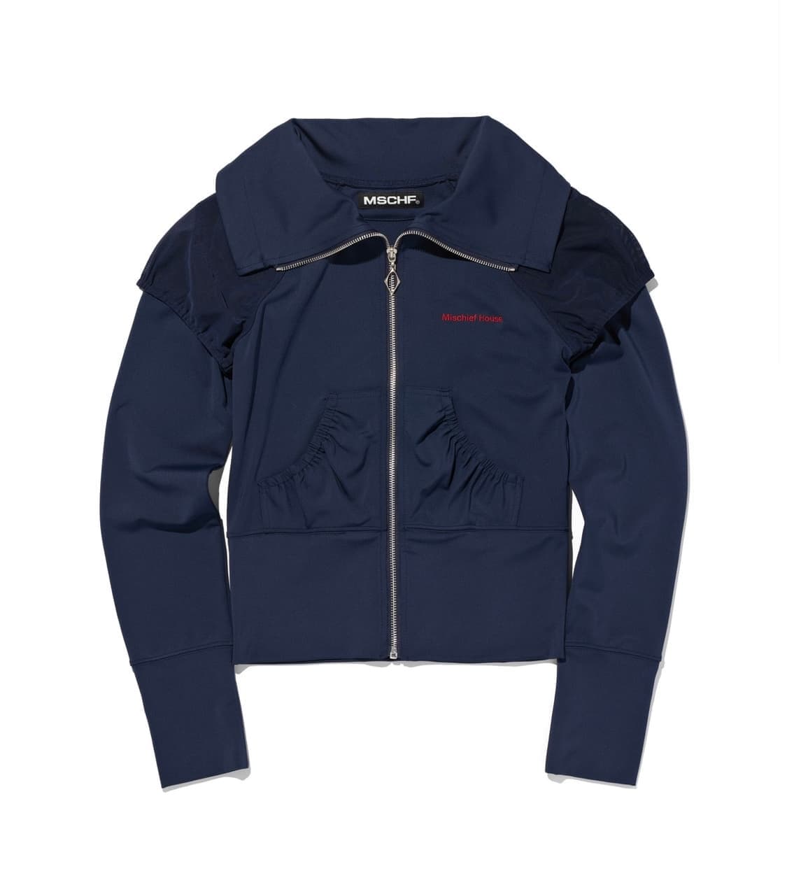 [L] 미스치프 메쉬 퍼프 터틀 넥 집업 상품이미지1