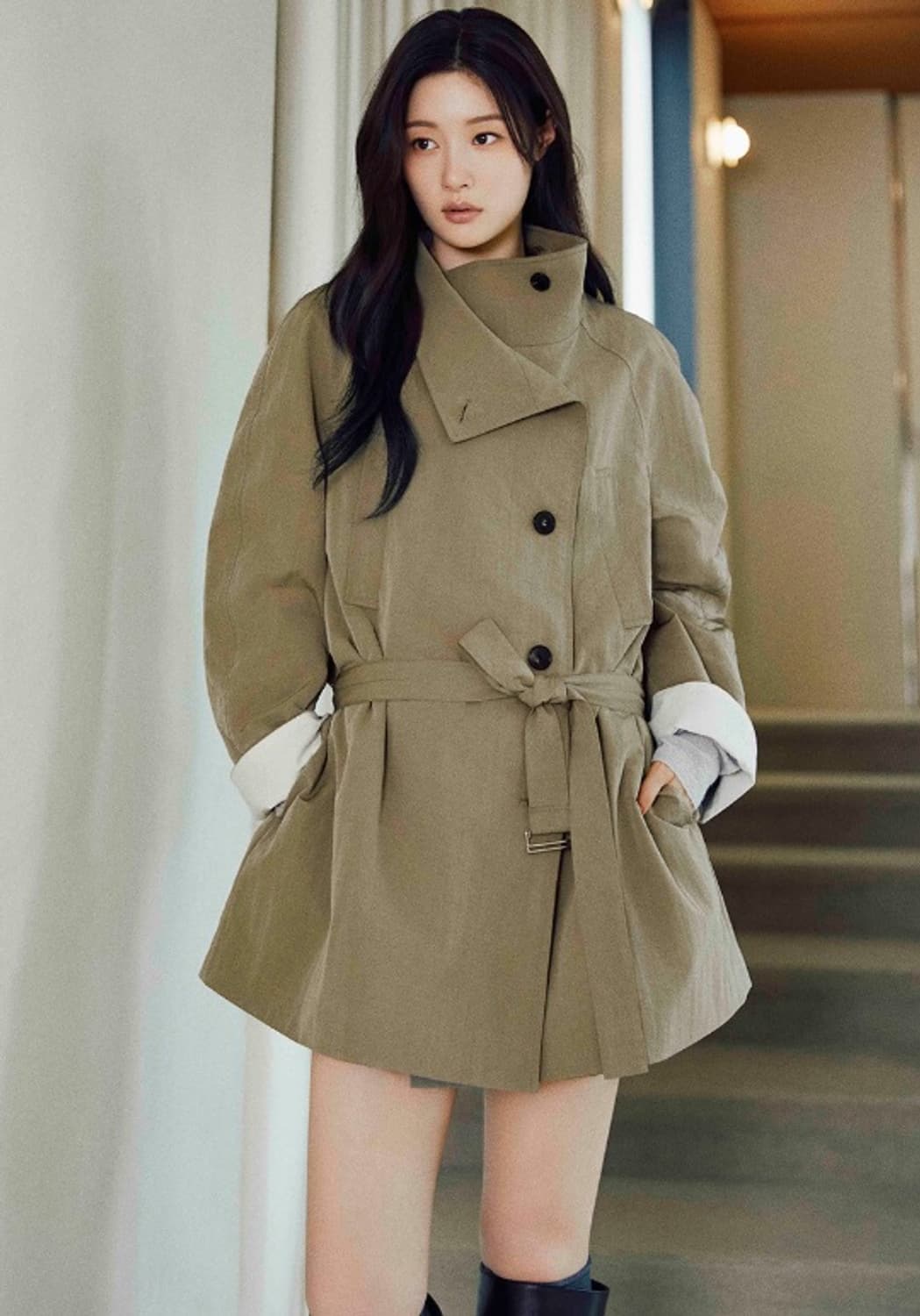 온앤온 하이넥 트렌치자켓 상품이미지2