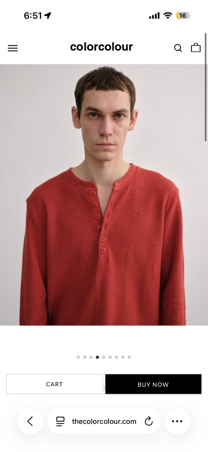 [2] 컬러컬러 버튼 헨리넥  (orange) 상품이미지1