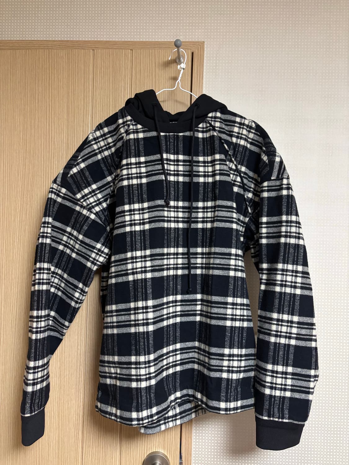 준지 체크 오버핏 후드 상품이미지1