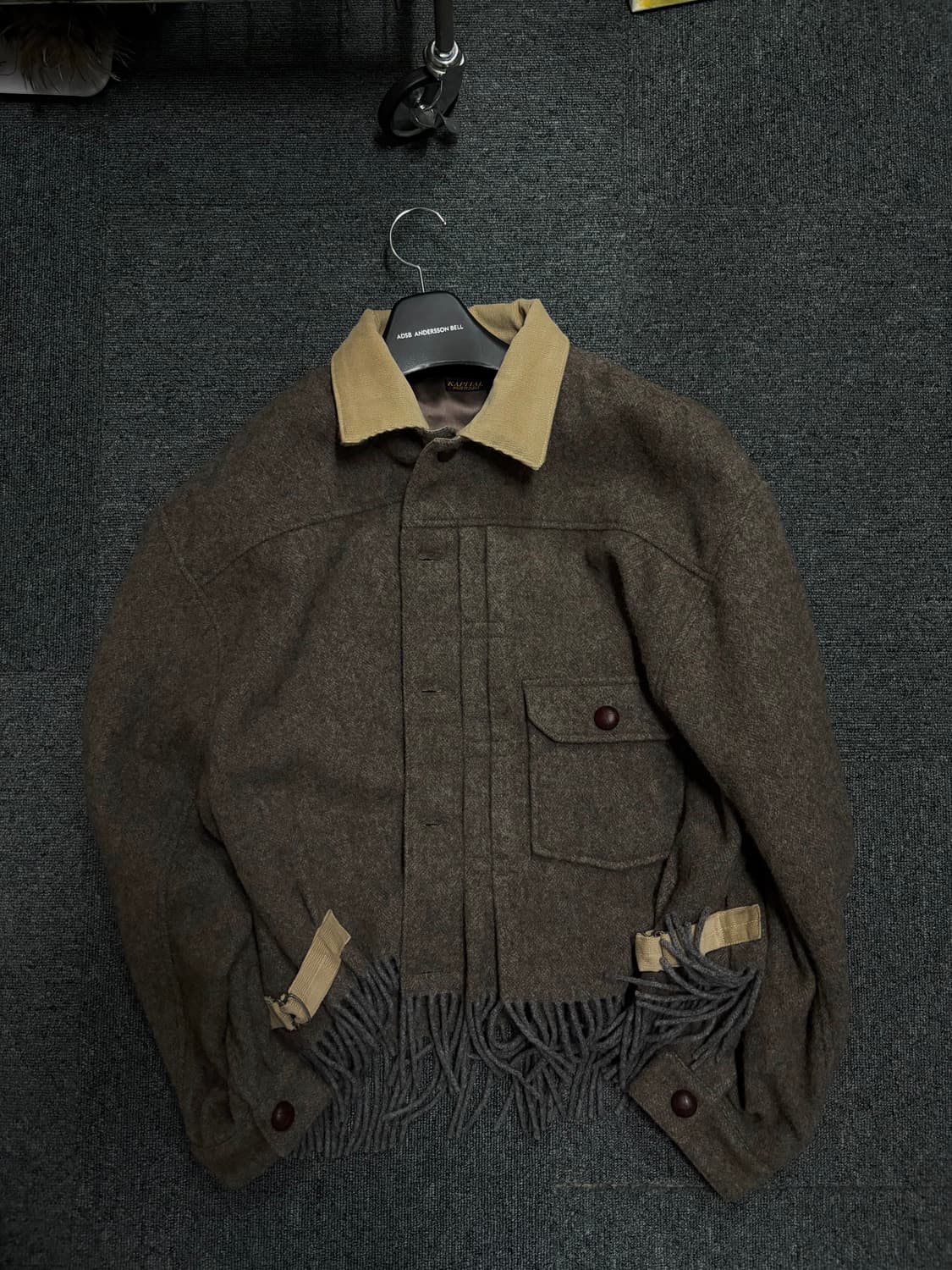 캐피탈 헤링본 울 프린지 자켓 베이지 상품이미지1