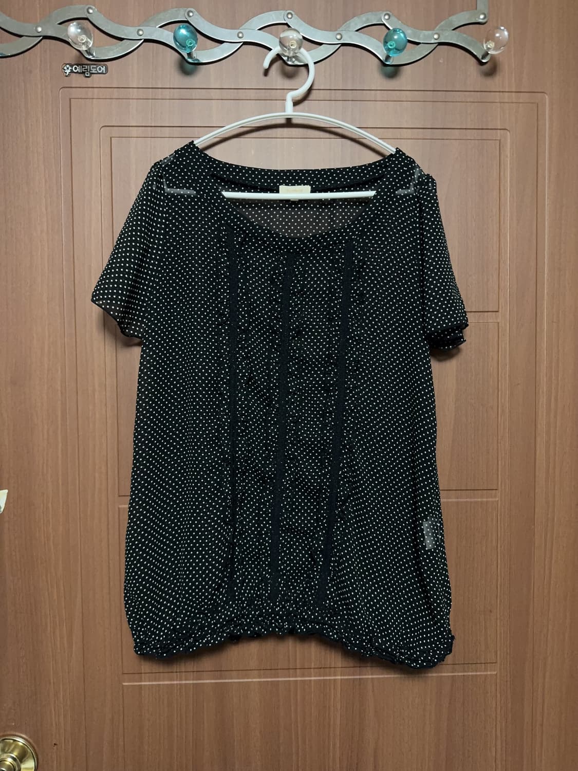 모리걸 하구미 니혼진 일본 빈티지 블랙 도트 레이스 반팔 블라우스 상품이미지1