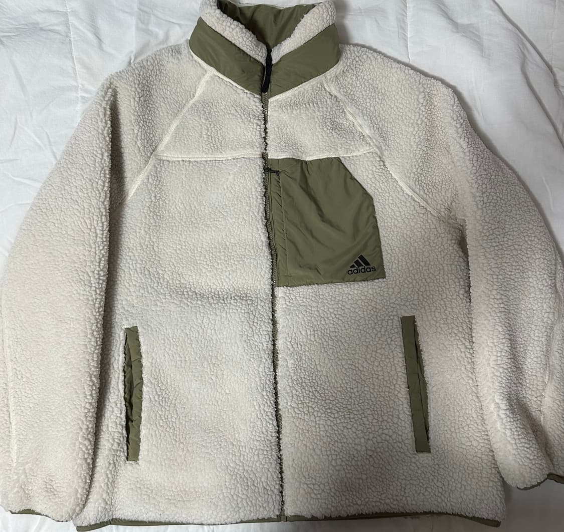 아디다스 카키 빅로고 리버시블 후리스 점퍼 상품이미지6