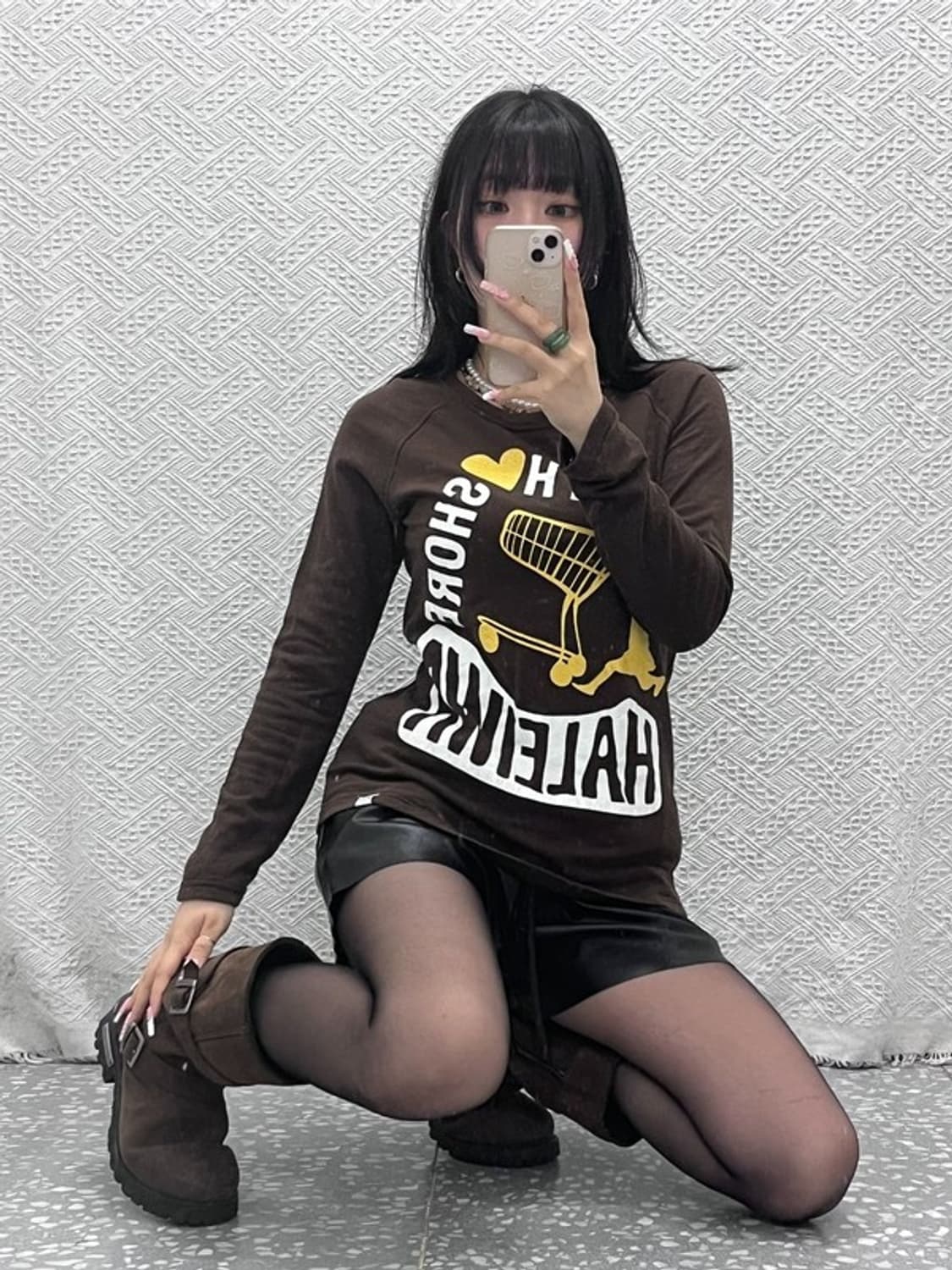 빈티지 재팬 키치 프린팅 초코브라우니 롱슬리브 90 C12131 상품이미지1