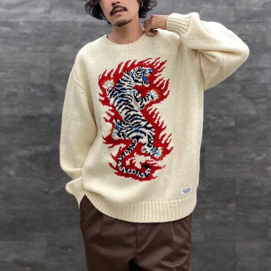 [M] 와코마리아 x 팀레이 인타르시아 크루넥 울 스웨터 상품이미지10