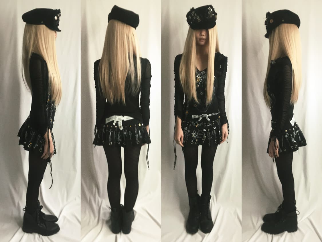 Custom)Weapon tattoo eyelet/charm skirt 상품이미지7