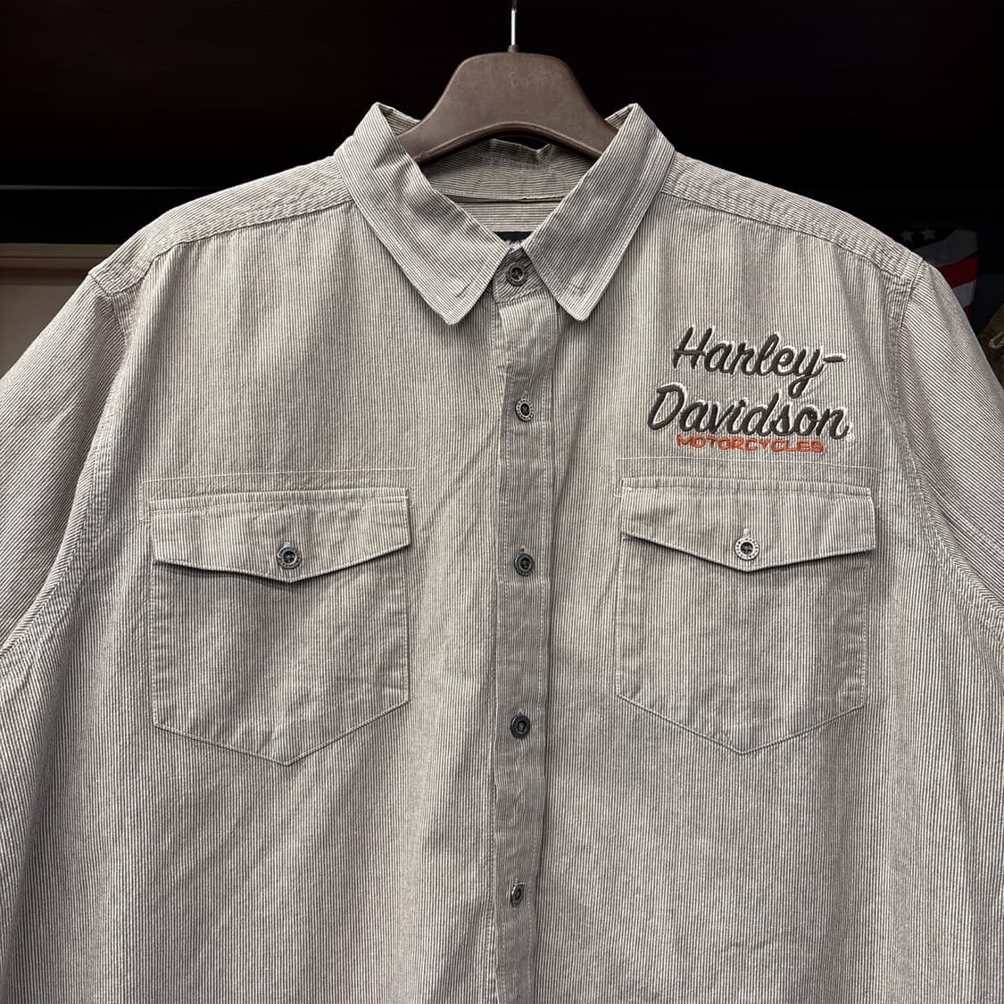 할리데이비슨 팻보이 엠브로이드 스트라이프 워크셔츠 N1155 상품이미지3