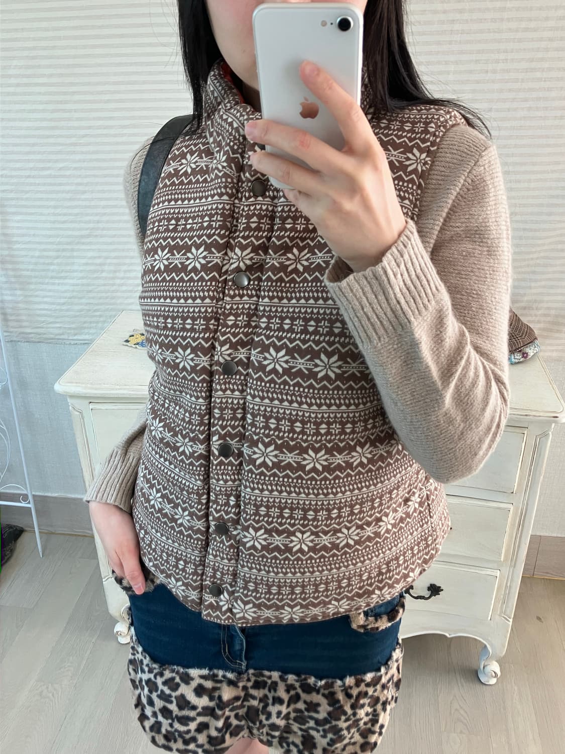 jpn vintage 브라운 노르딕 리버시블 패딩 조끼 y2k 스트릿 갸 상품이미지5