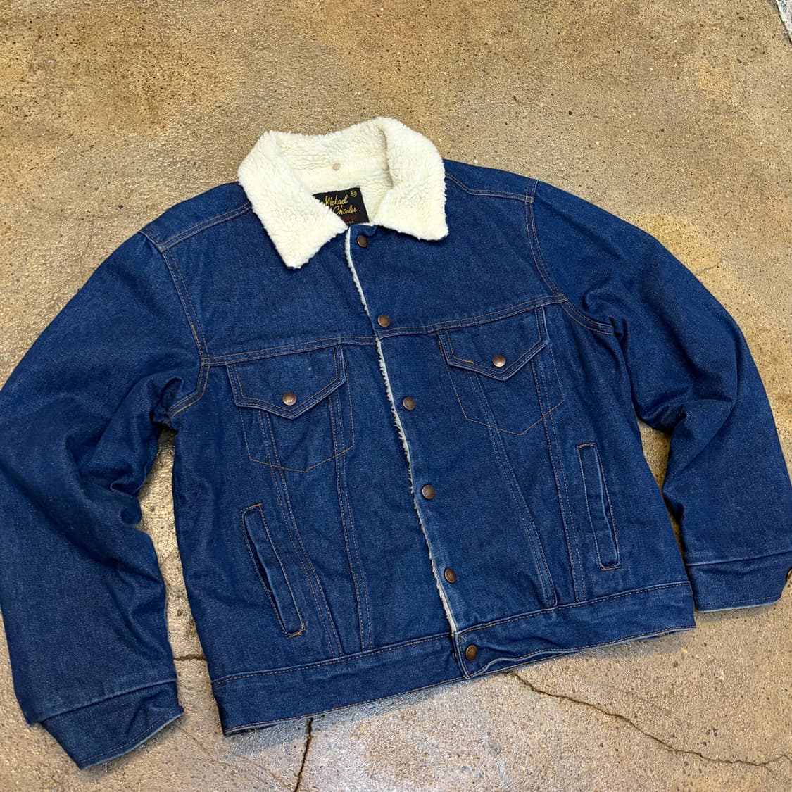새상품급 90s Made in USA 미쉘 진청 쉐르파 양털 조끼 청자켓 상품이미지2