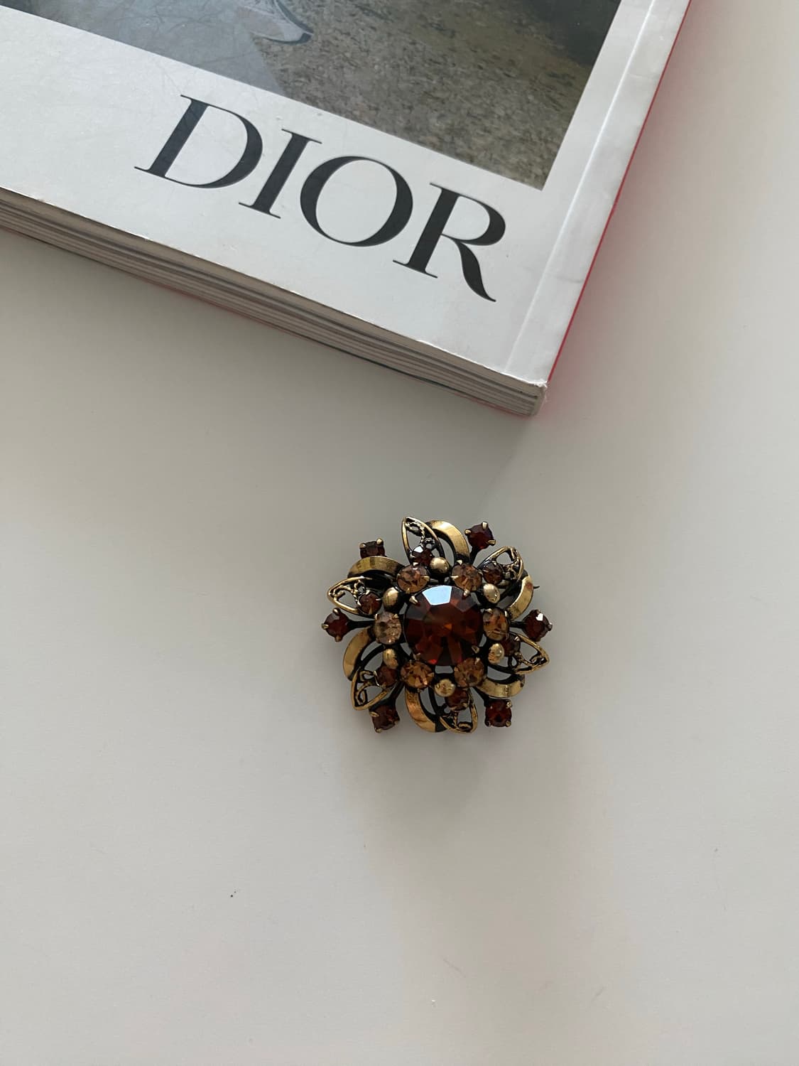 일본 빈티지 큐빅 브라운 브로치 상품이미지6