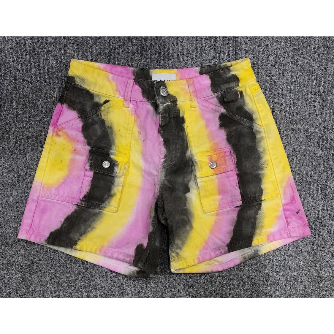GANNI 가니 멀티 컬러 워시드 타이다이 데님 쇼츠 반바지 25 상품이미지1