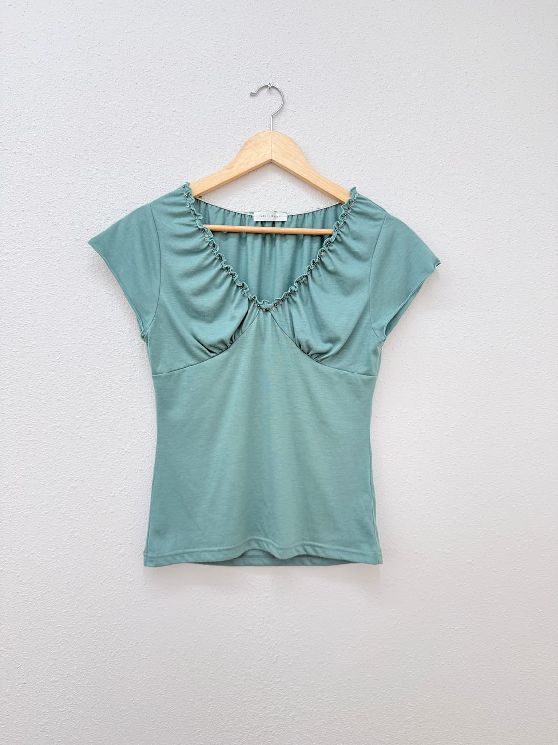 빈티지 민트 셔링 비즈 블라우스 상품이미지2