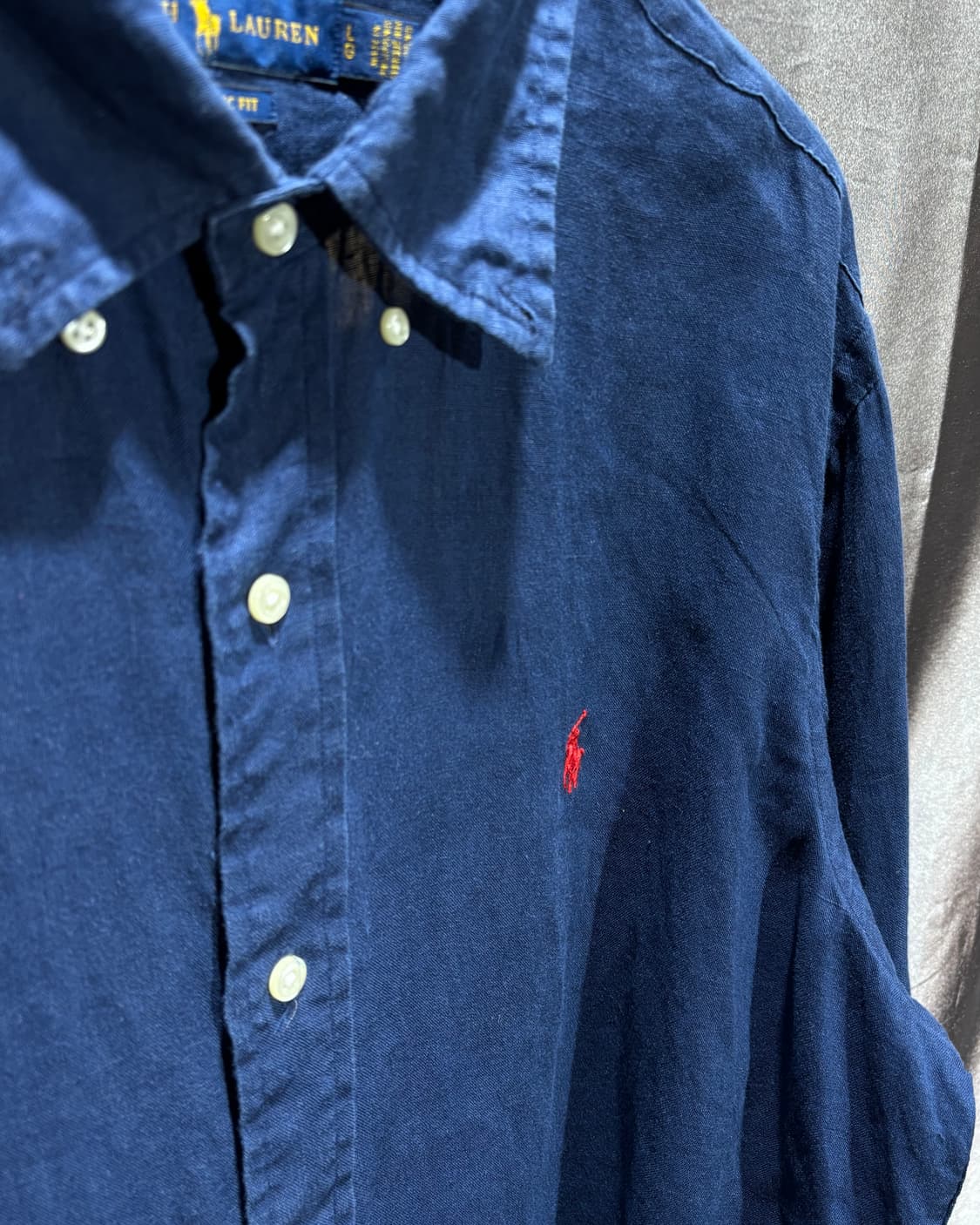 L 폴로랄프로렌 클래식핏 레드포니 네이비 린넨 셔츠 상품이미지4