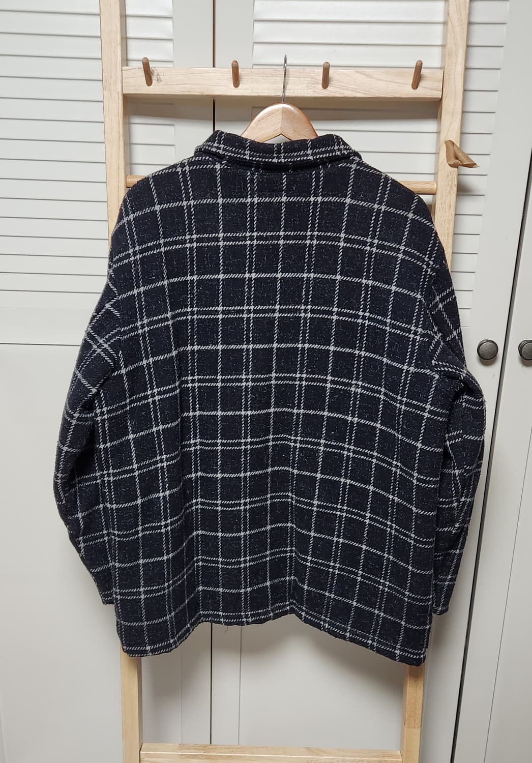 XL 나이키 90S 체크 블랙 모직 점퍼 자켓 상품이미지4